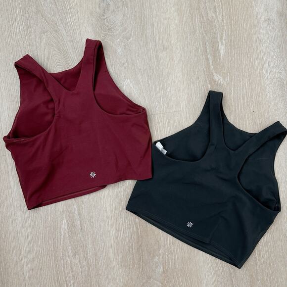 Women’s Athleta Conscious Crop Bra Top Burgundy Gray Lot Of Two Small S - Picture 1 of 11